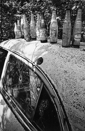 Old car in the woods